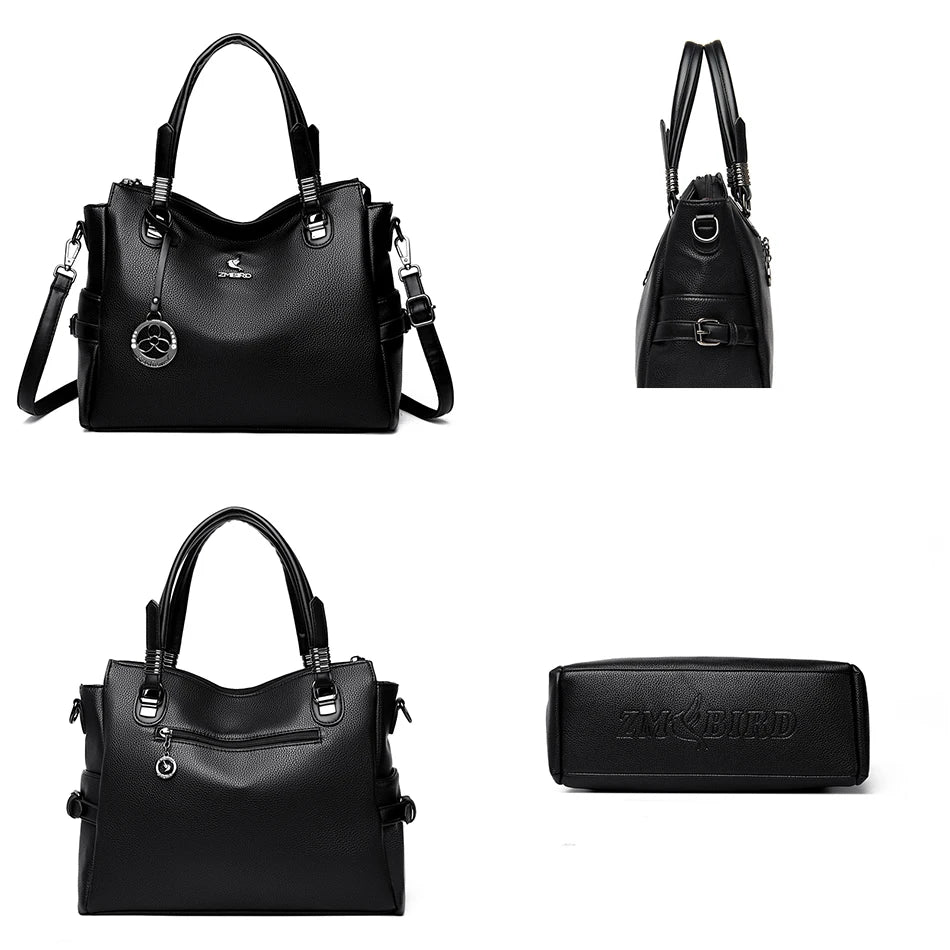Women's Genuine Leather Crossbody Shoulder Bag – Large Luxury Handbag