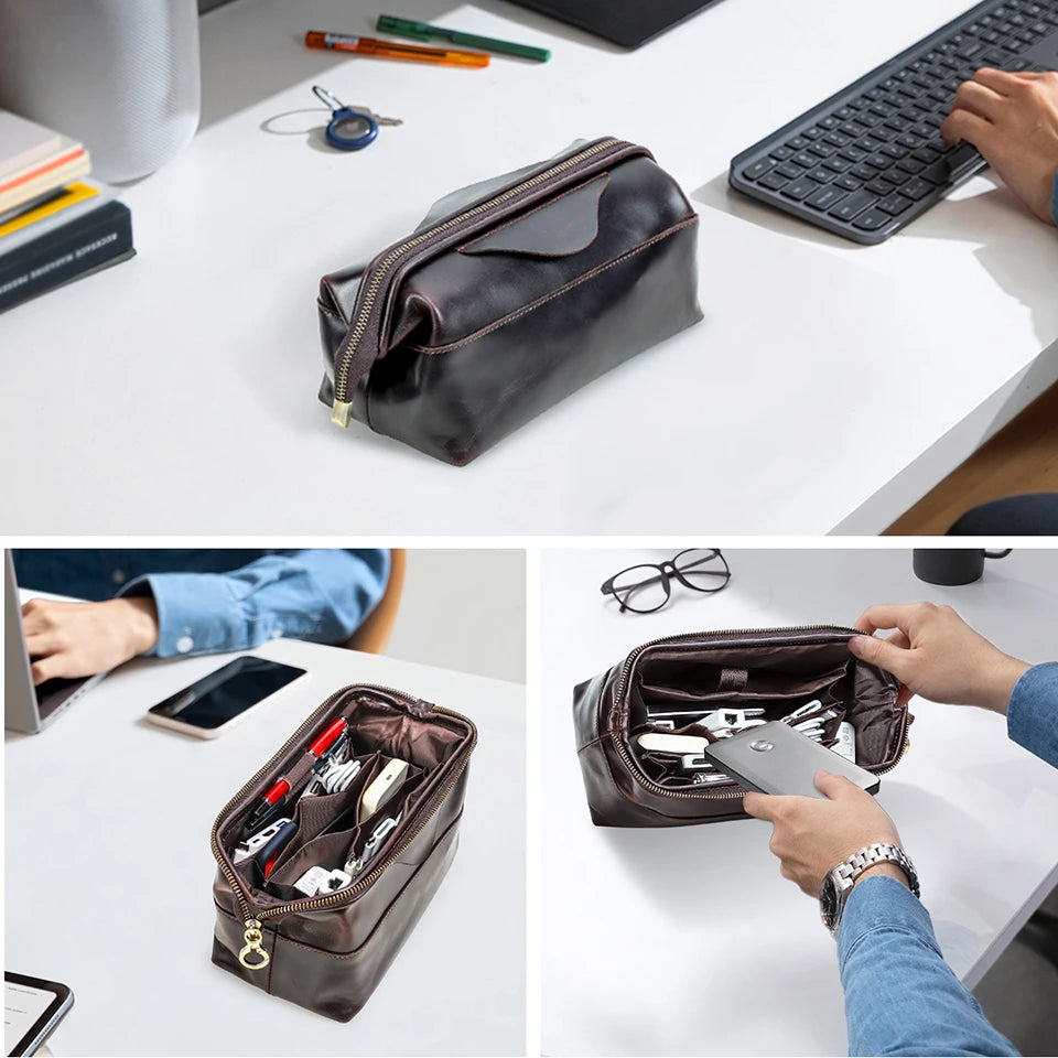 Northbound Travel Tech Clutch — Genuine Leather Cable & Accessory Organiser