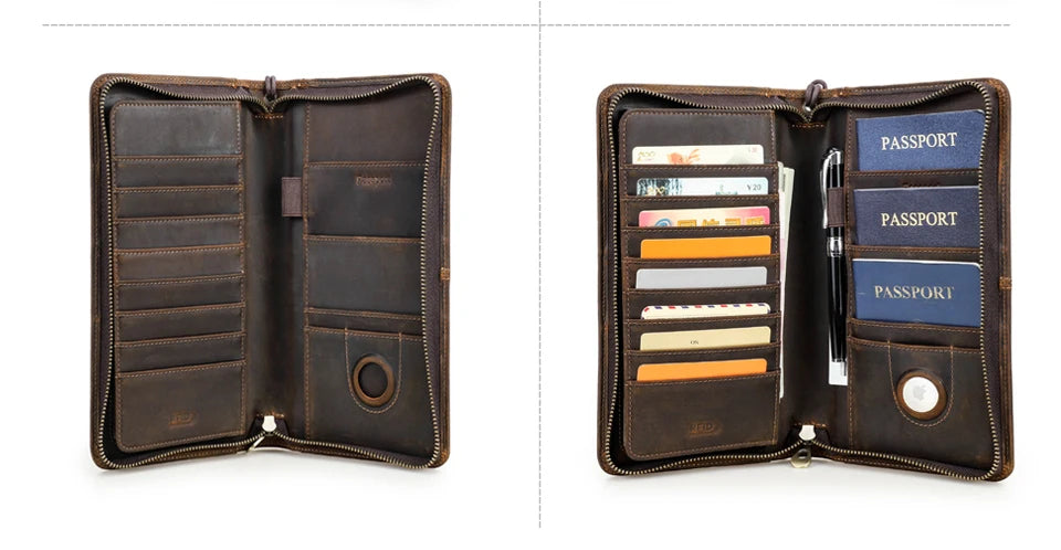 Leather Family Passport Wallet with AirTag Slot