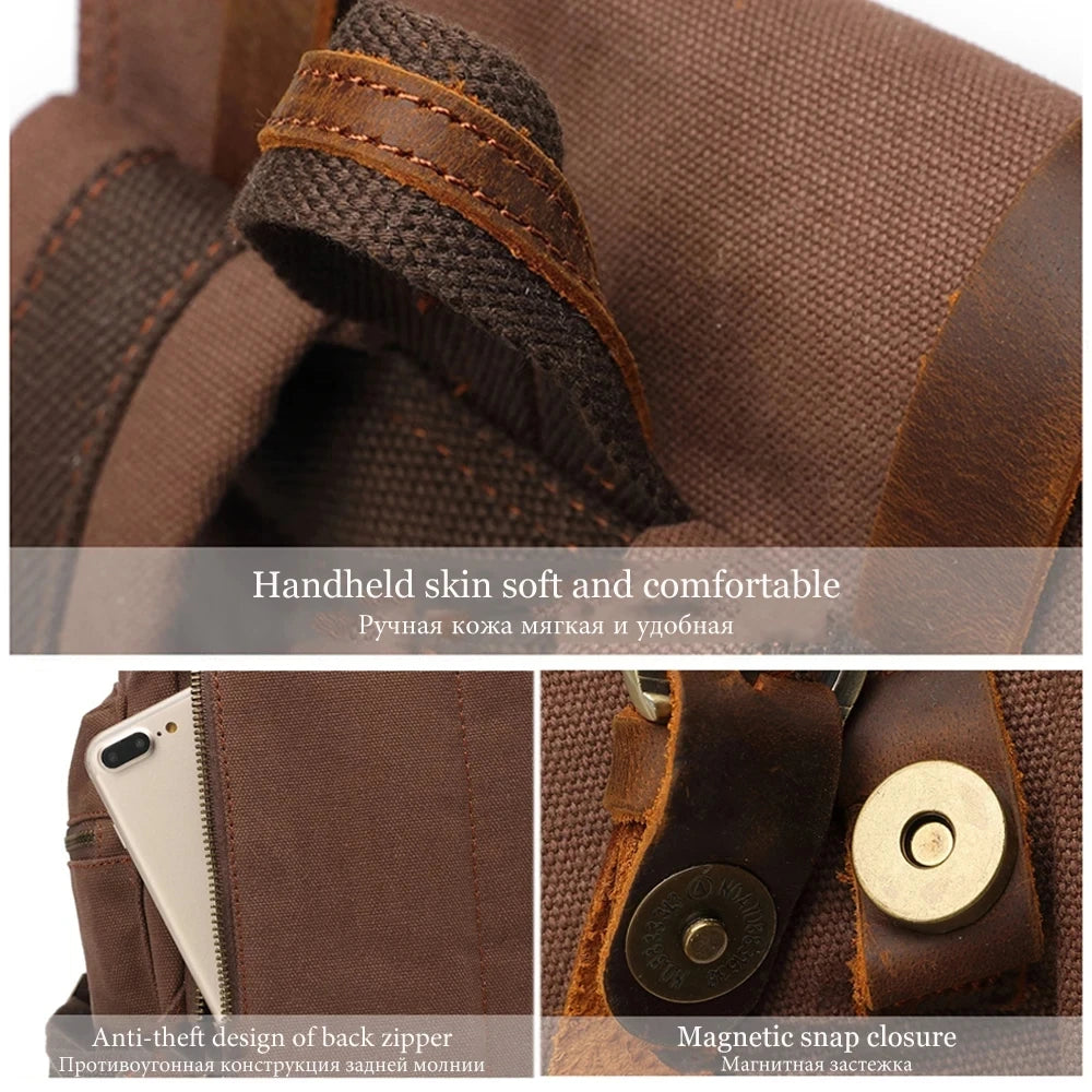 Retro Canvas Laptop Backpack — Vintage 36–55L Travel Rucksack