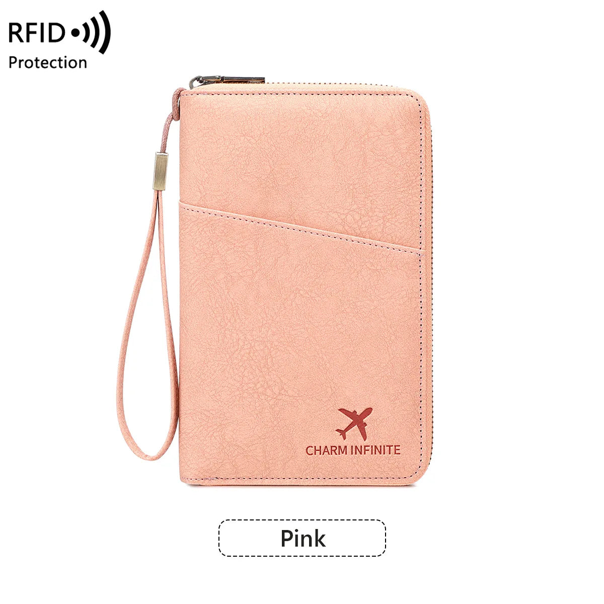 Multi-Function RFID Blocking Passport Wallet with Wrist Strap