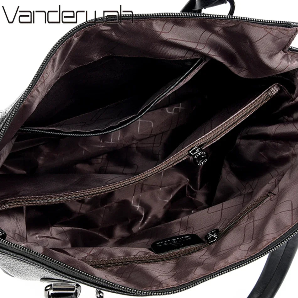 Women's Genuine Leather Crossbody Shoulder Bag – Large Luxury Handbag
