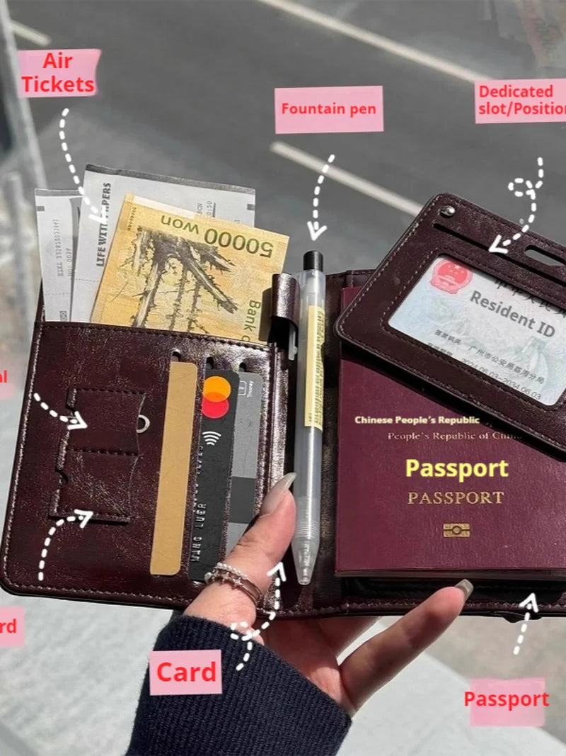 Leather Passport Cover & Travel Document Organiser – Card & Ticket Holder