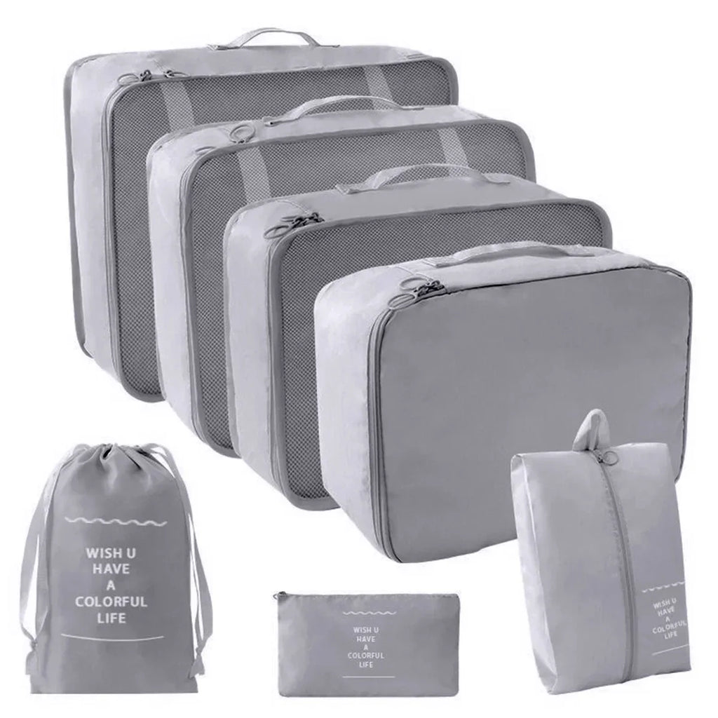 7-Piece Transparent Compression Packing Cubes – Luggage Organiser Set