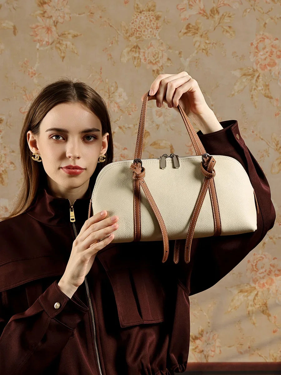 Women's Structured Leather Baguette Bag