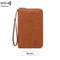 Multi-Function RFID Blocking Passport Wallet with Wrist Strap