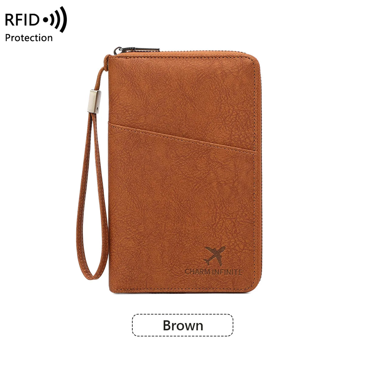 Multi-Function RFID Blocking Passport Wallet with Wrist Strap