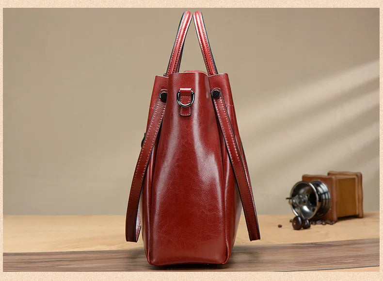 Women's Slouchy Waxed Leather Convertible Shoulder Bag