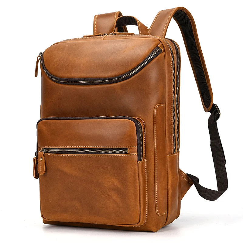 Unisex Vintage Crazy Horse Leather Backpack