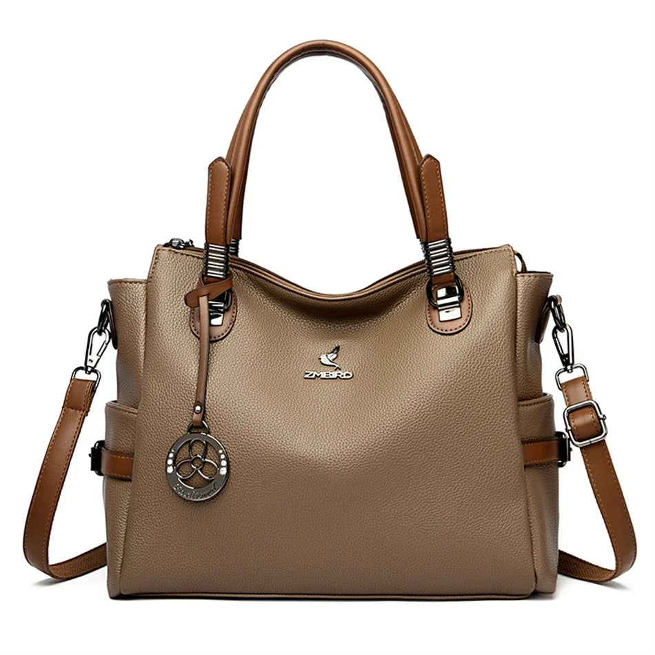 Women's Genuine Leather Crossbody Shoulder Bag – Large Luxury Handbag