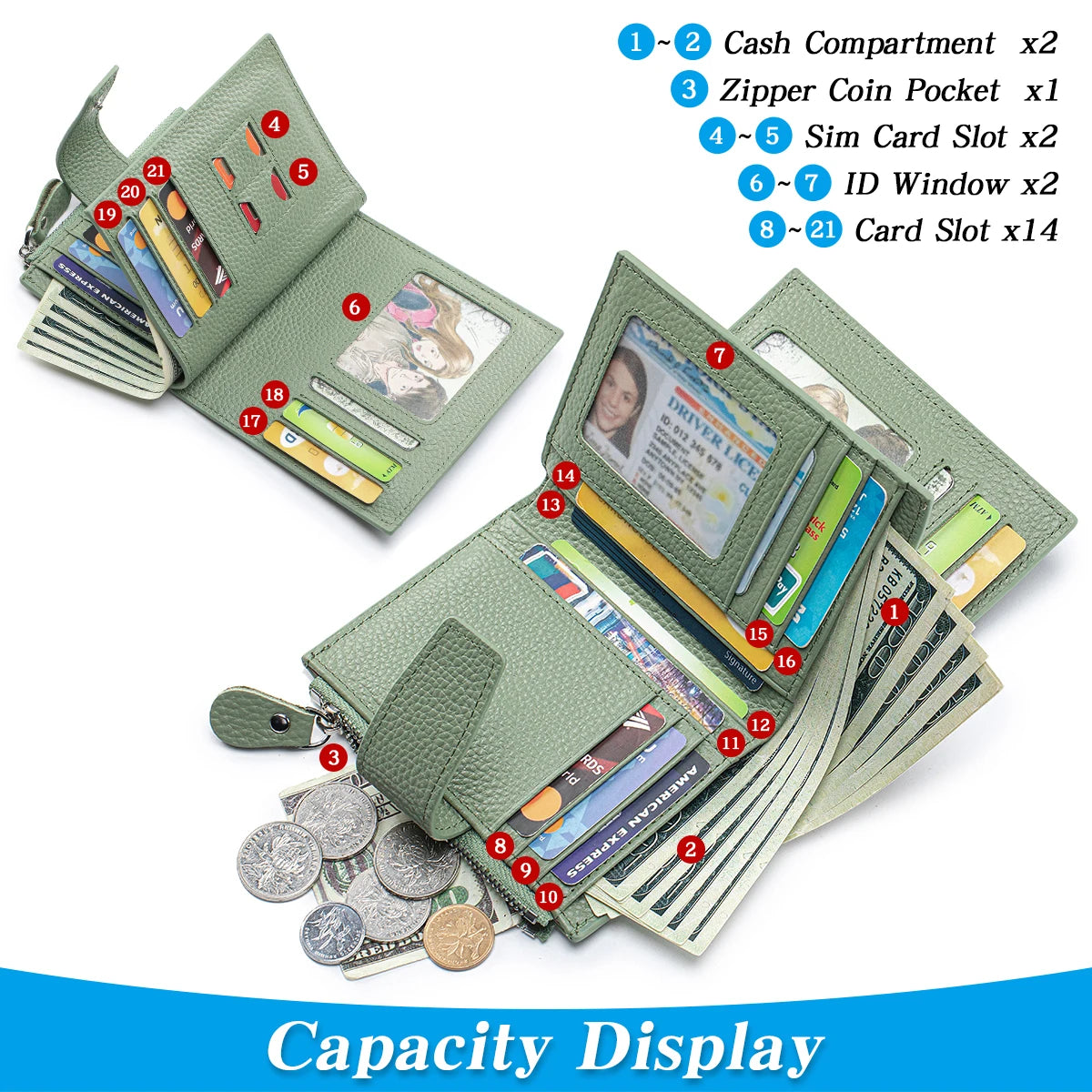 Women's Large-Capacity RFID Leather Wallet
