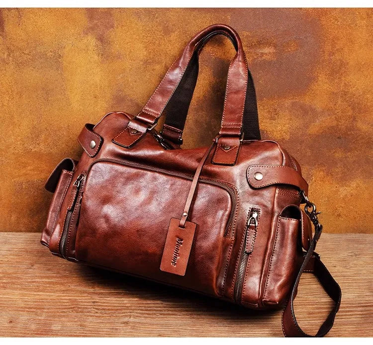 Men's Vegetable-Tanned Leather Travel Bag