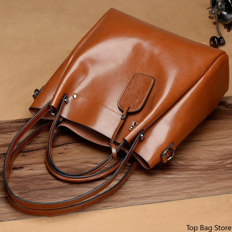 Women's Slouchy Waxed Leather Convertible Shoulder Bag
