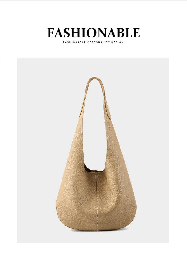 Women's Soft Leather Bucket Shoulder Bag