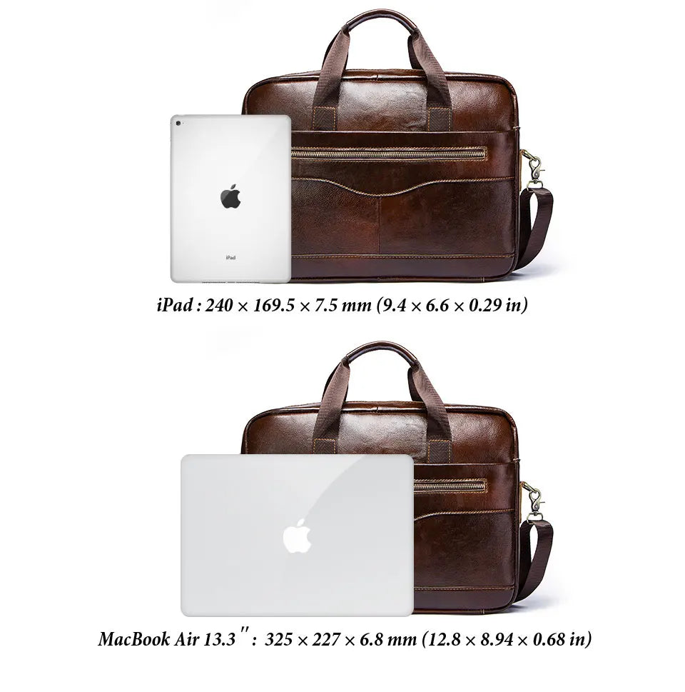 Men's Genuine Leather Briefcase – Laptop & Office Shoulder Bag