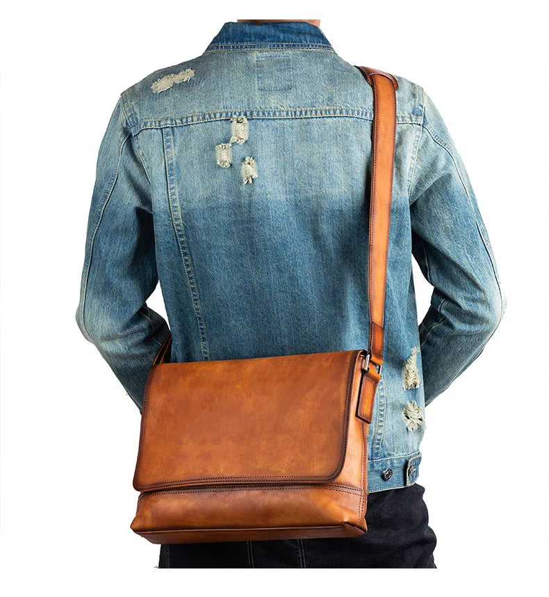 Men's Genuine Leather Briefcase – Large Capacity Shoulder Messenger Bag