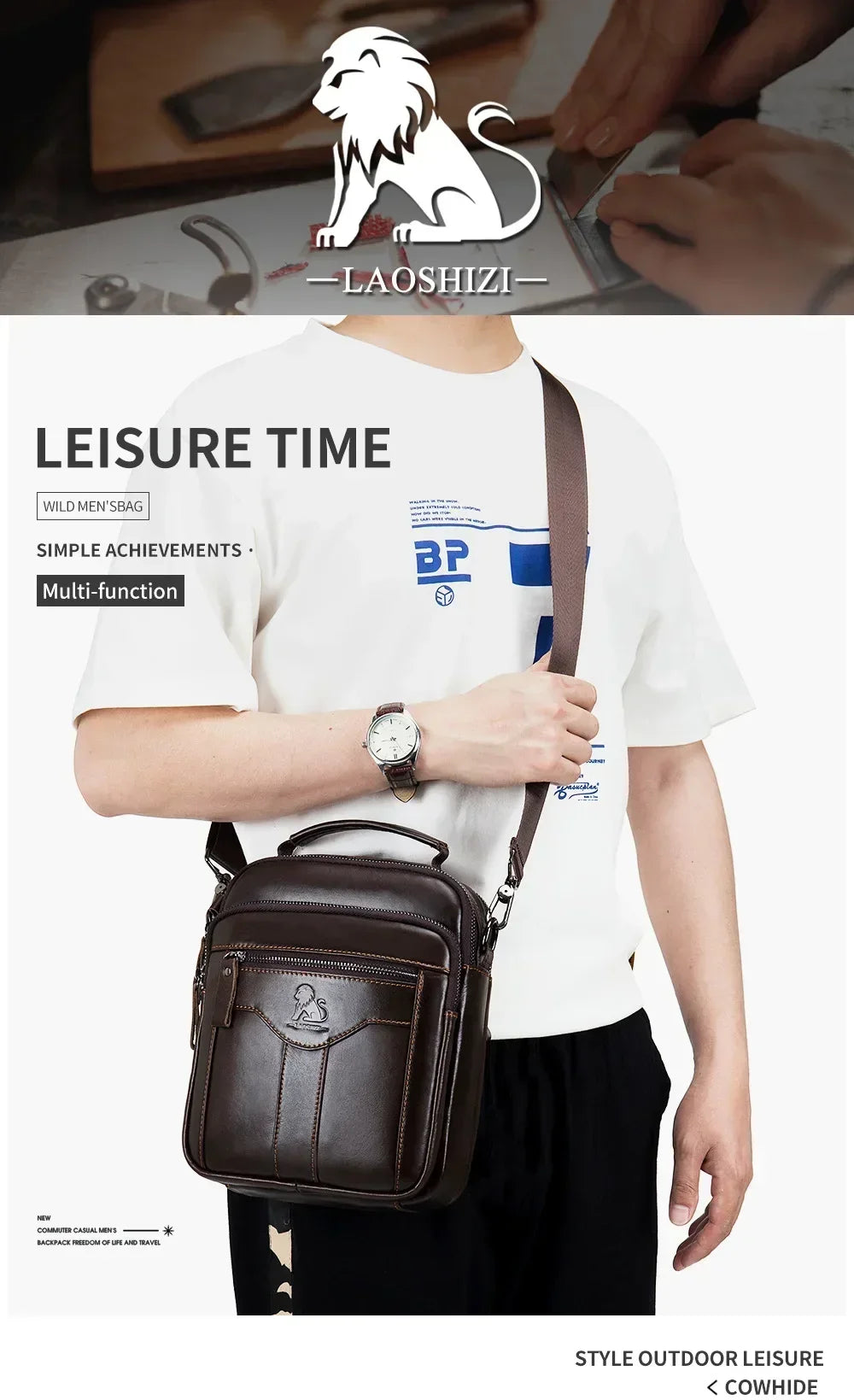 Genuine Leather Crossbody Messenger Bag – Luxury Satchel