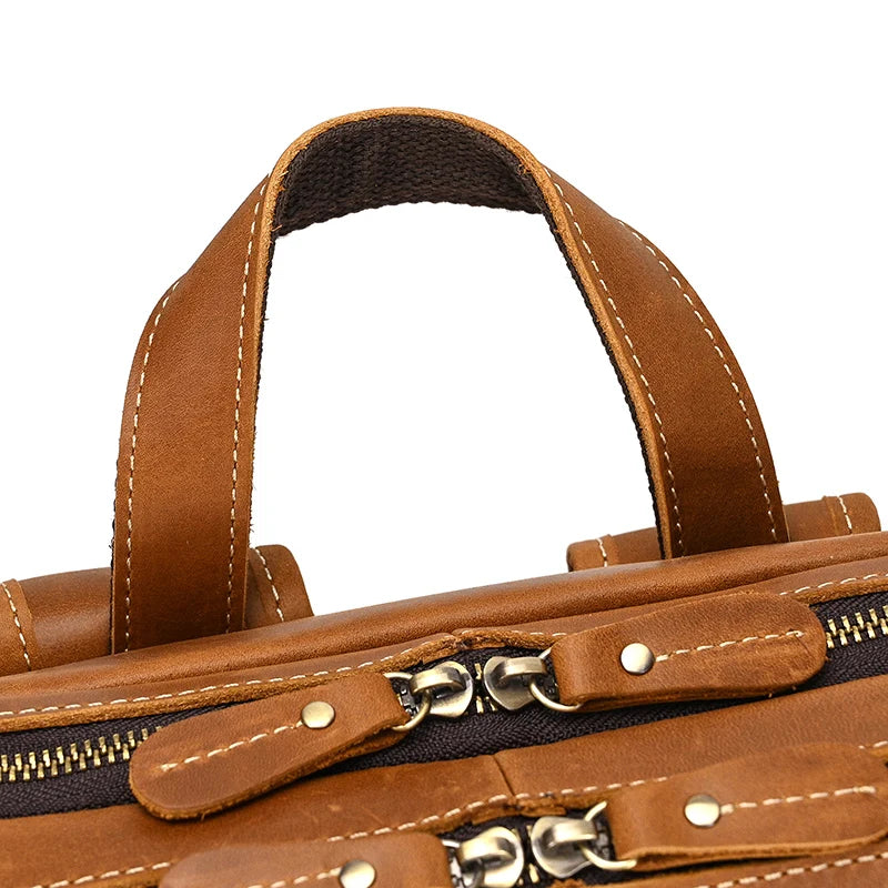 Unisex Vintage Crazy Horse Leather Backpack