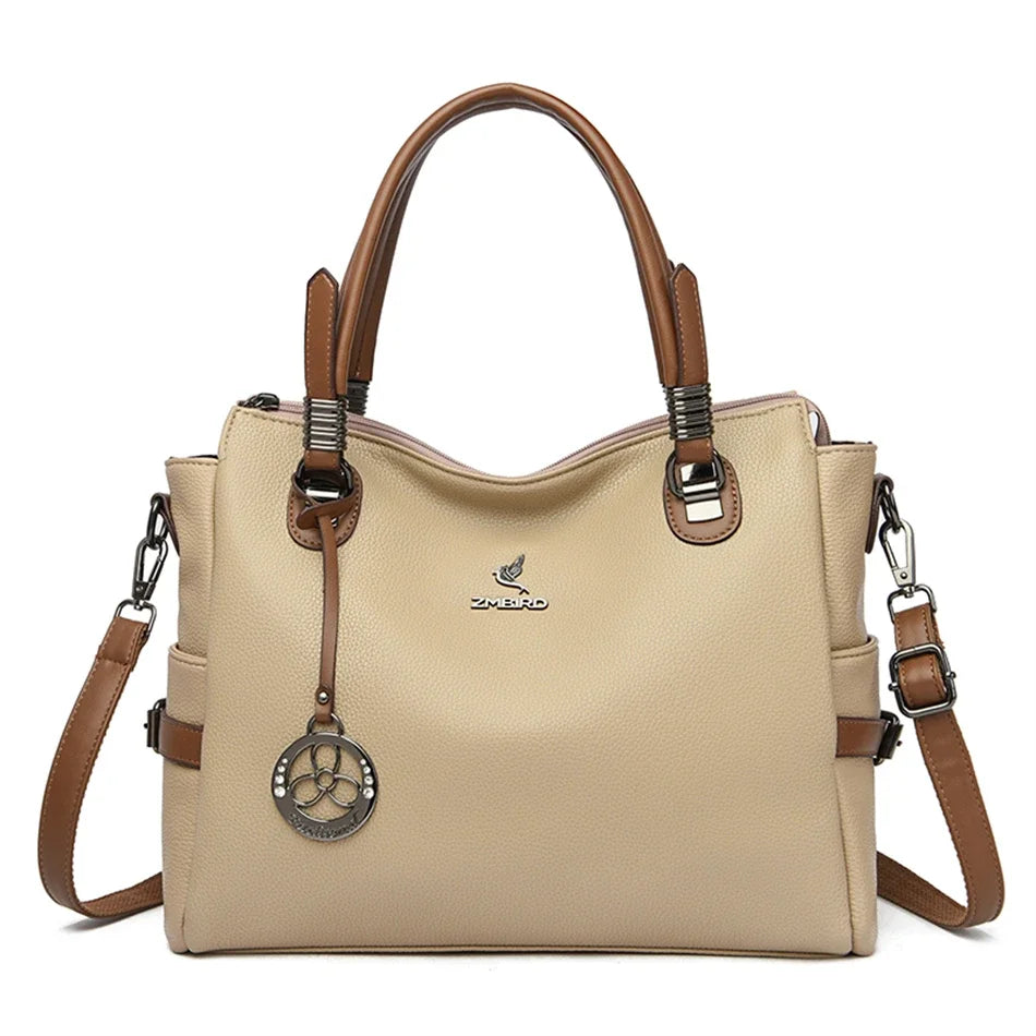 Women's Genuine Leather Crossbody Shoulder Bag – Large Luxury Handbag