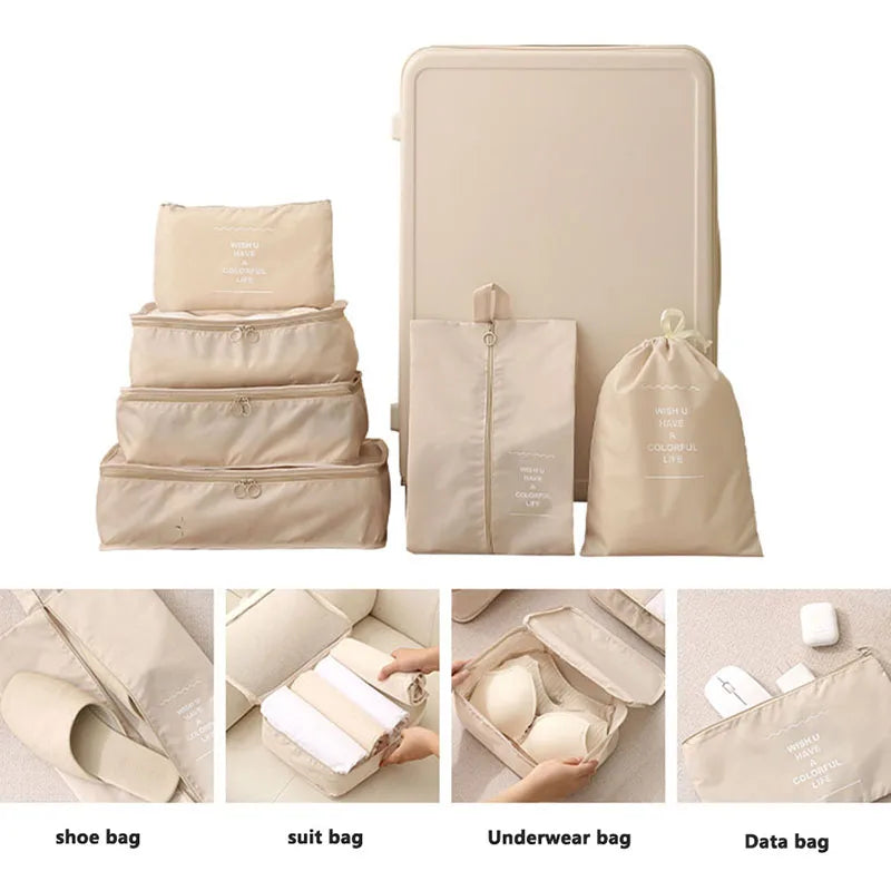Travel Storage Bags Set – Clothes, Toiletries & Shoes Packing Organisers