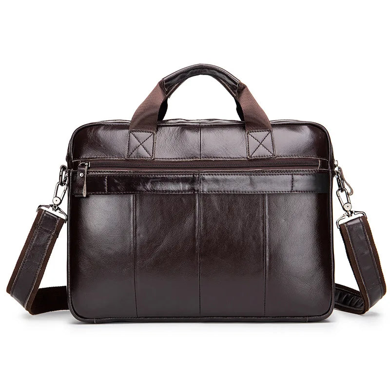 Genuine Leather Briefcase – 14" Laptop Crossbody Messenger Bag