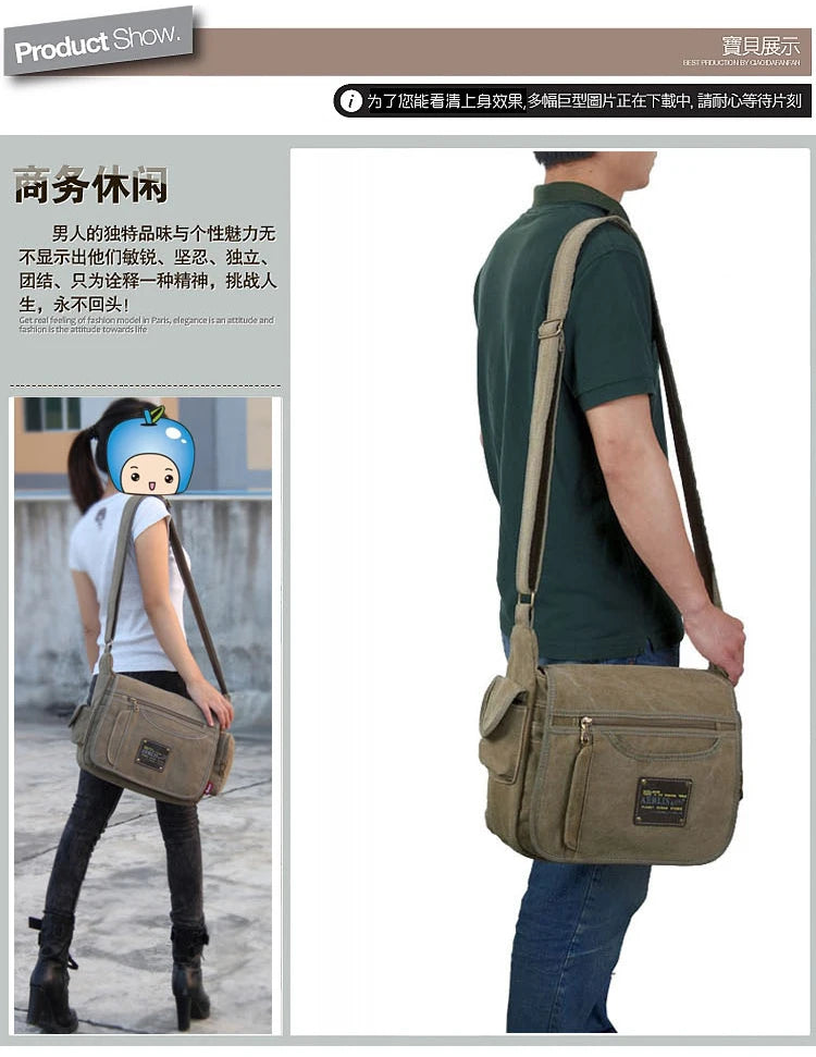 Men's Vintage Canvas Crossbody Bag