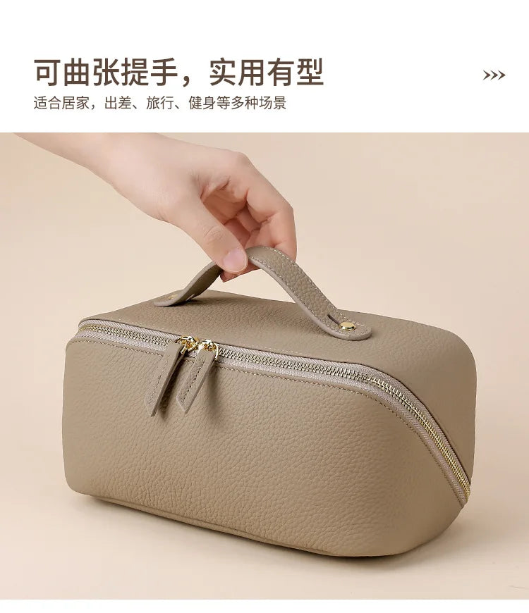 Genuine Leather Travel Cosmetic Bag