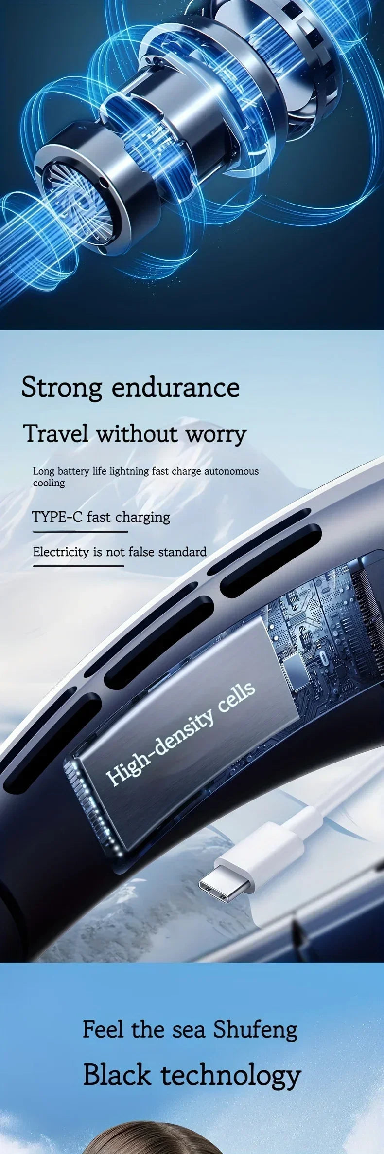 Northbound Wearable Neck Fan — Hands-Free 5-Speed Portable Cooling Fan