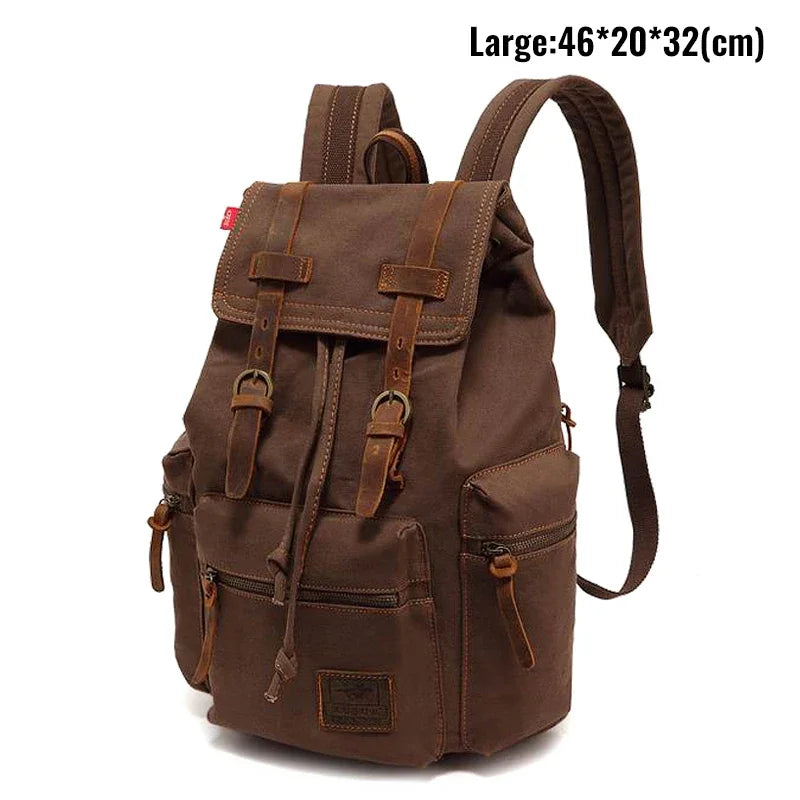 Retro Canvas Laptop Backpack — Vintage 36–55L Travel Rucksack