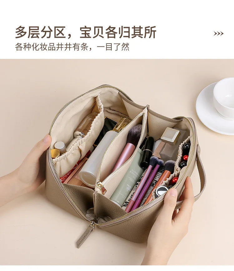 Genuine Leather Travel Cosmetic Bag