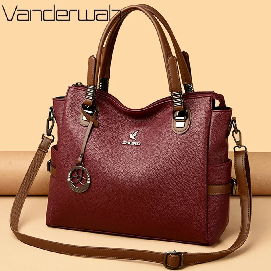 Women's Genuine Leather Crossbody Shoulder Bag – Large Luxury Handbag