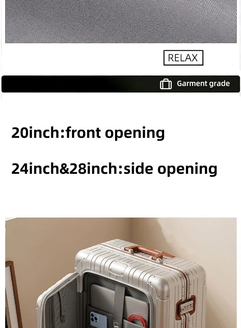 Carry-On Suitcase with Front Pocket — TSA Lock Rolling Luggage 20/24/28"