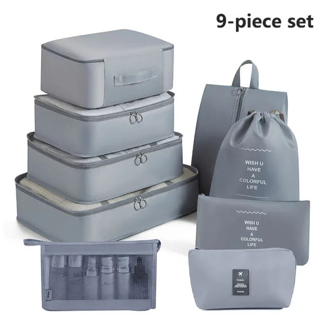 Travel Storage Bags Set – Clothes, Toiletries & Shoes Packing Organisers