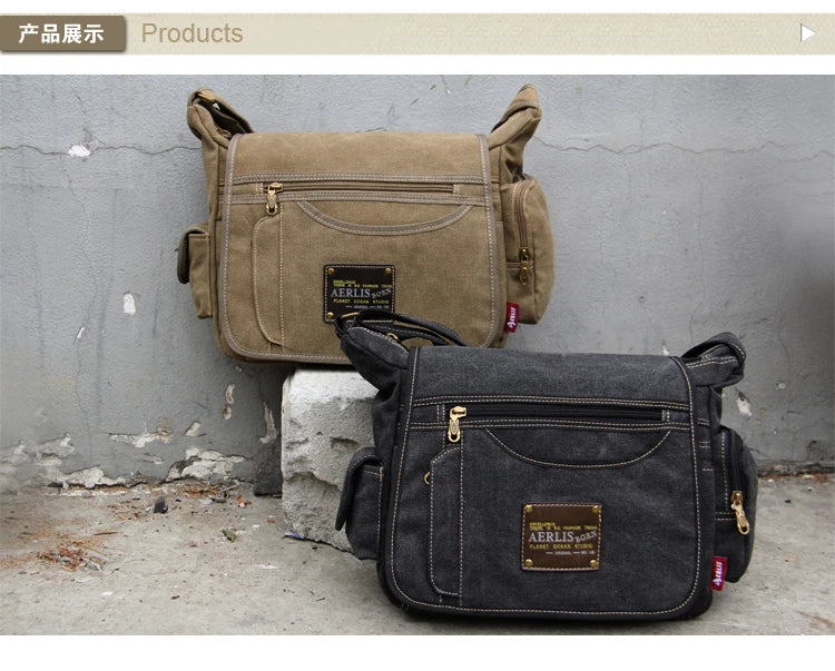 Men's Vintage Canvas Crossbody Bag