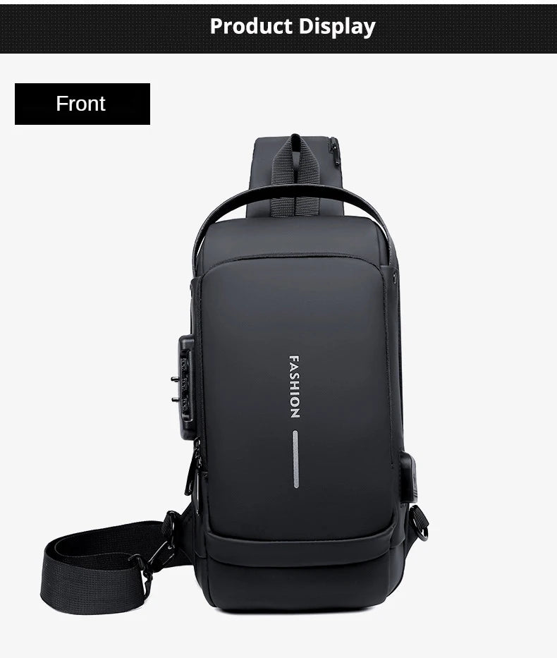 Men's Crossbody Chest Bag — Anti-Theft PU Leather Shoulder Bag