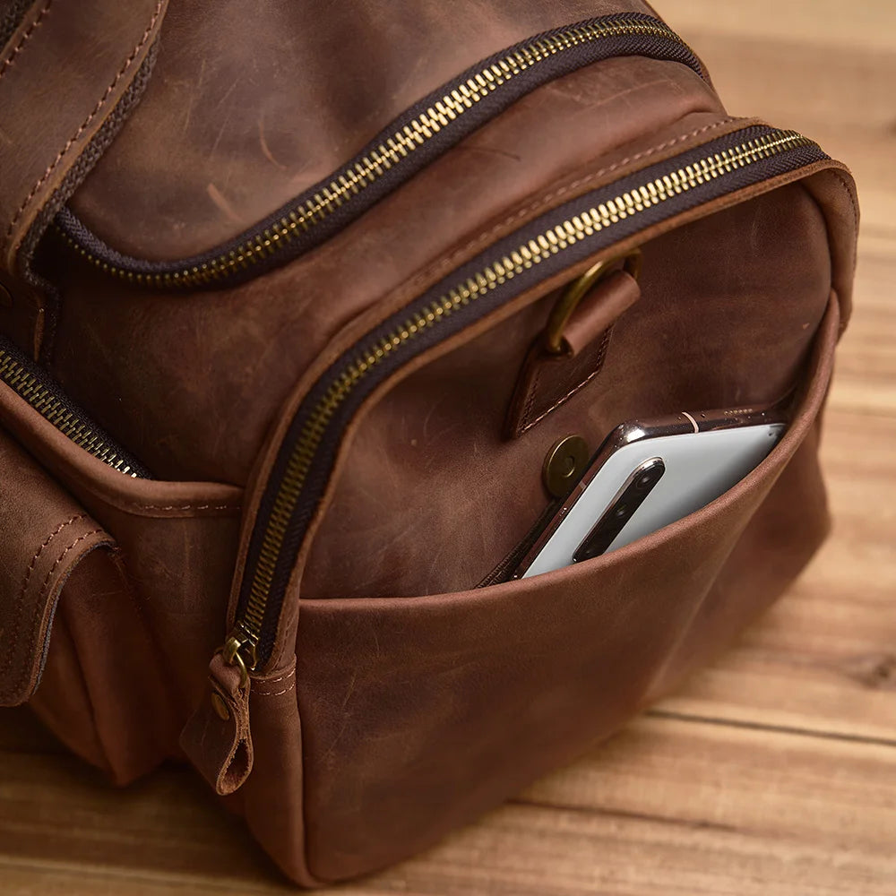 Vintage Leather Travel Messenger Bag