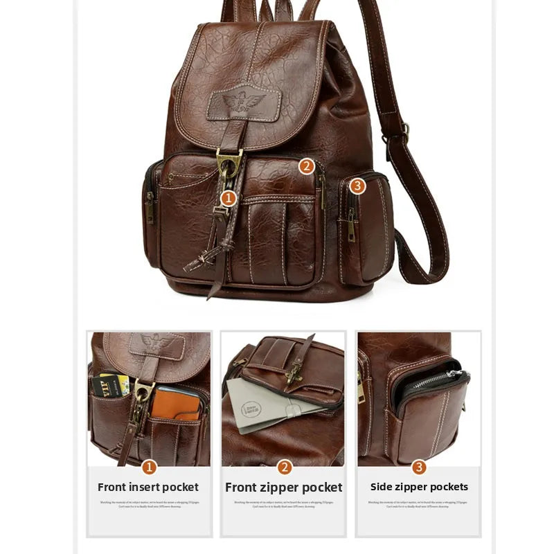 Retro Casual Travel Backpack — Waterproof Foldable Polyester Rucksack