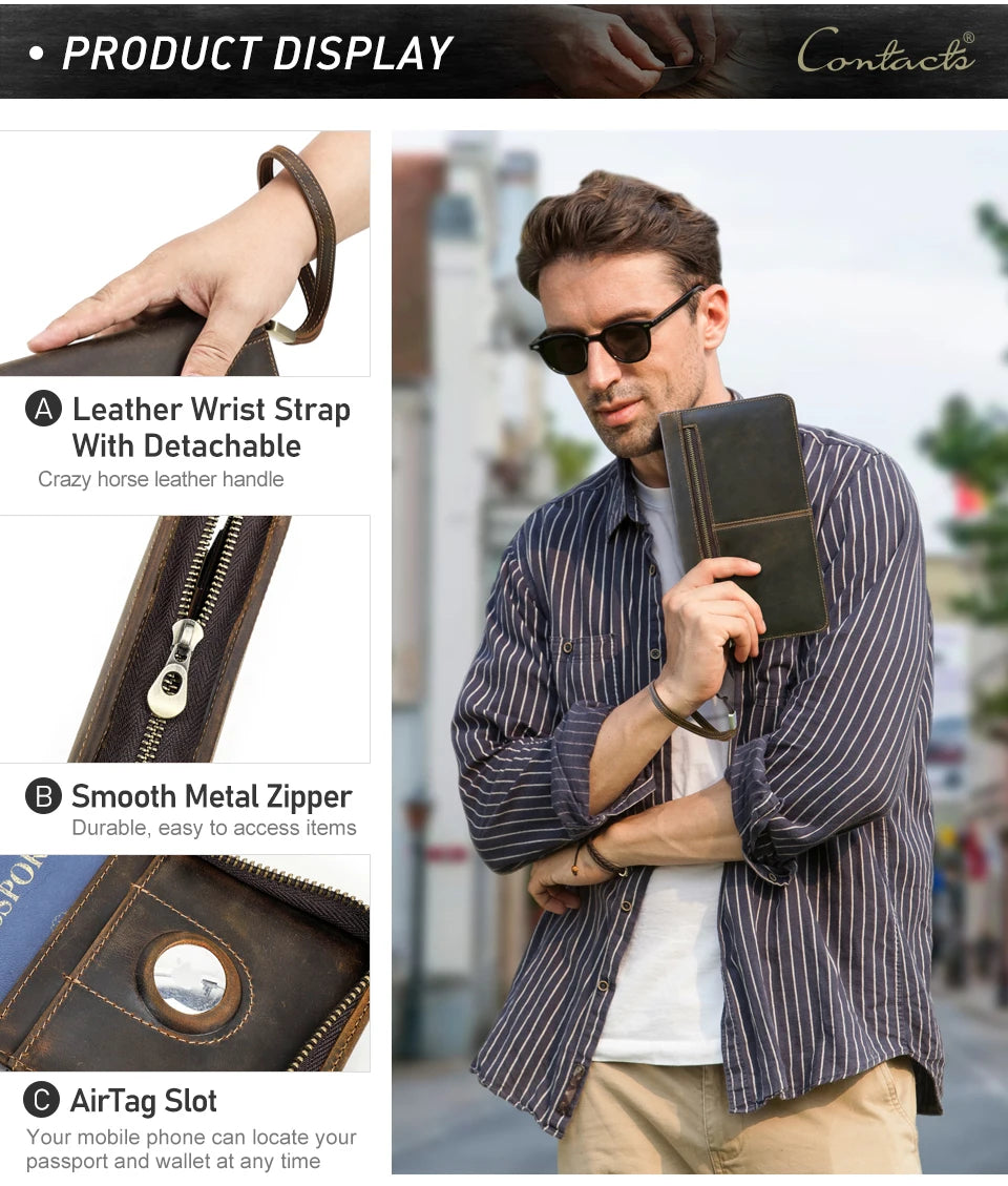 Leather Family Passport Wallet with AirTag Slot