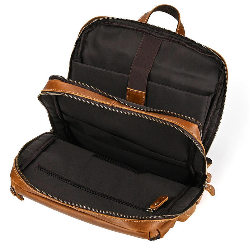 Unisex Vintage Crazy Horse Leather Backpack