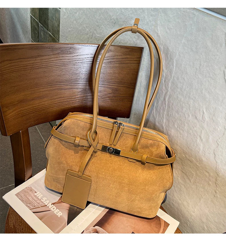 Women's Water-Resistant Suede Leather Tote