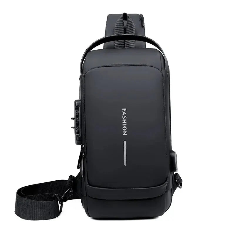 Men's Crossbody Chest Bag — Anti-Theft PU Leather Shoulder Bag