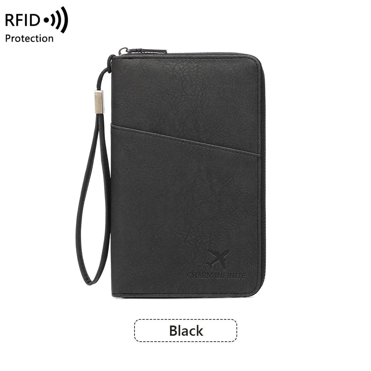 RFID Family Passport Wallet — Leather Travel Organiser with Wrist Strap