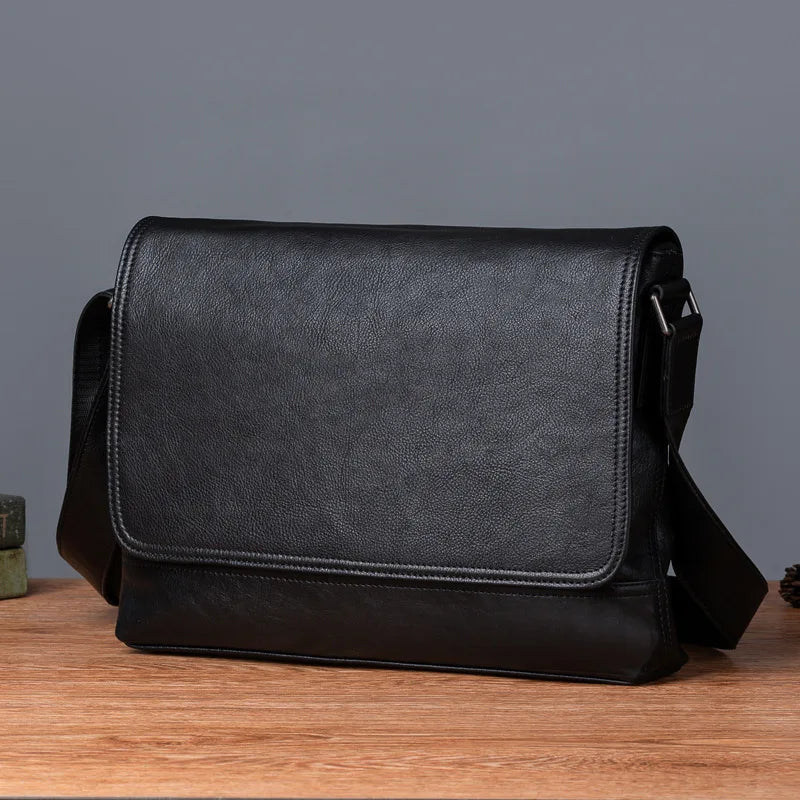 Men's Genuine Leather Briefcase – Large Capacity Shoulder Messenger Bag