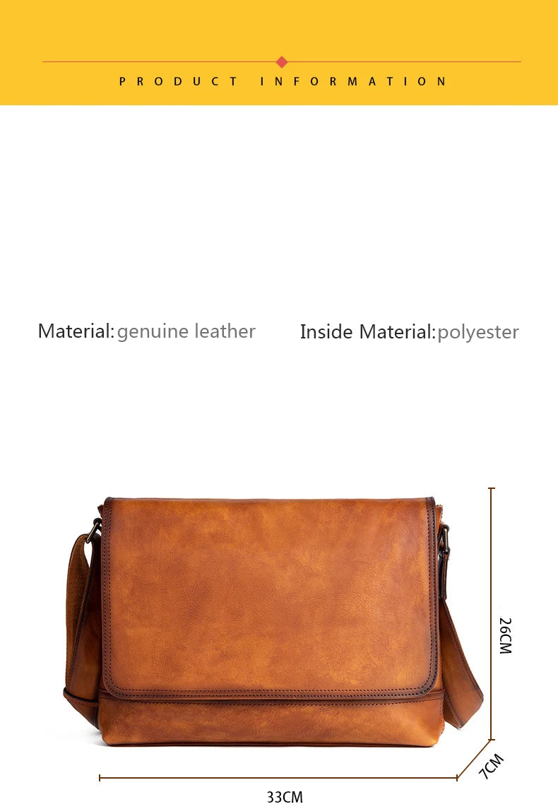 Men's Genuine Leather Briefcase – Large Capacity Shoulder Messenger Bag