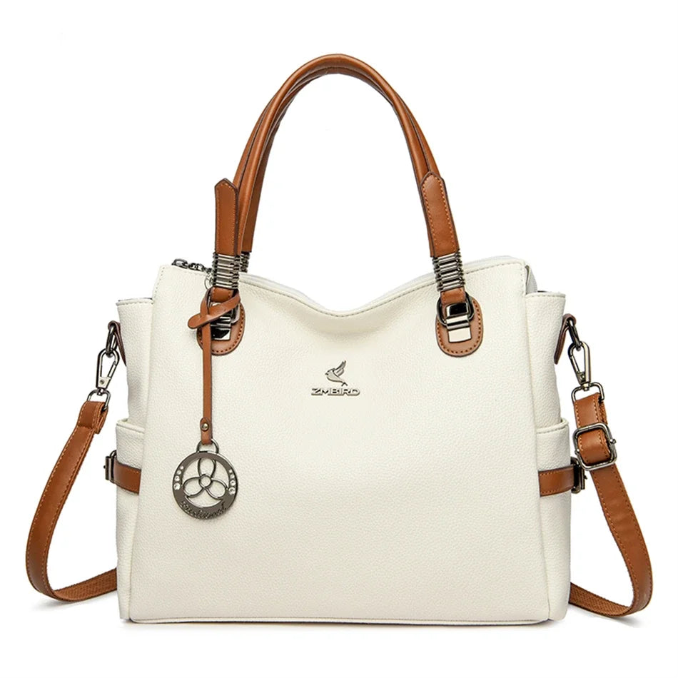Women's Genuine Leather Crossbody Shoulder Bag – Large Luxury Handbag