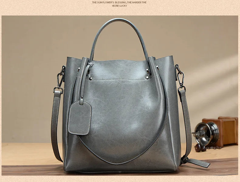 Women's Slouchy Waxed Leather Convertible Shoulder Bag