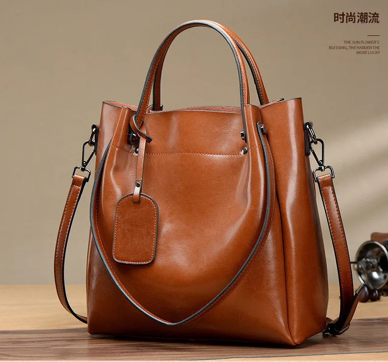 Women's Slouchy Waxed Leather Convertible Shoulder Bag