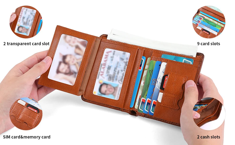 Slim RFID Leather Wallet – Bifold or Trifold