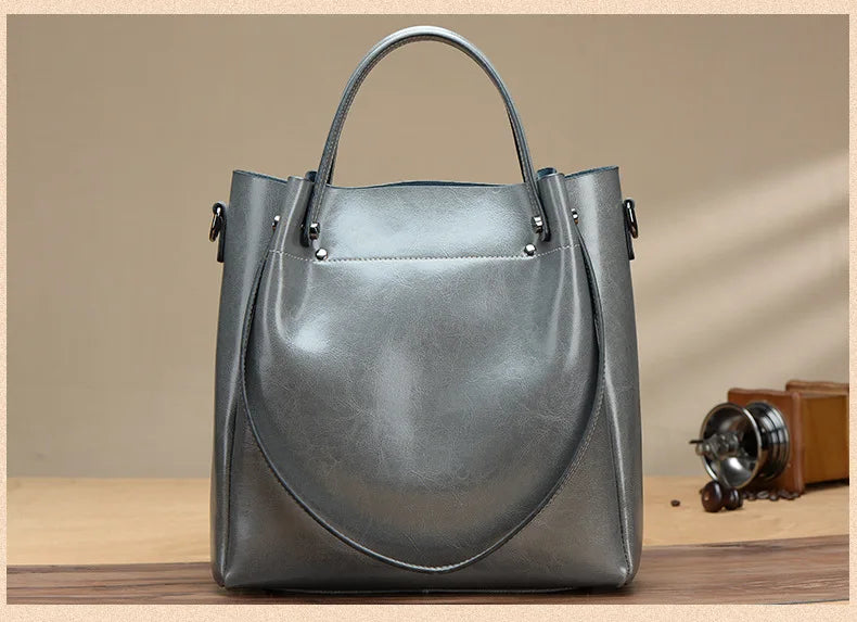 Women's Slouchy Waxed Leather Convertible Shoulder Bag