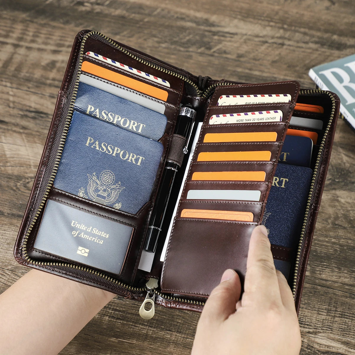 Leather Family Passport Clutch